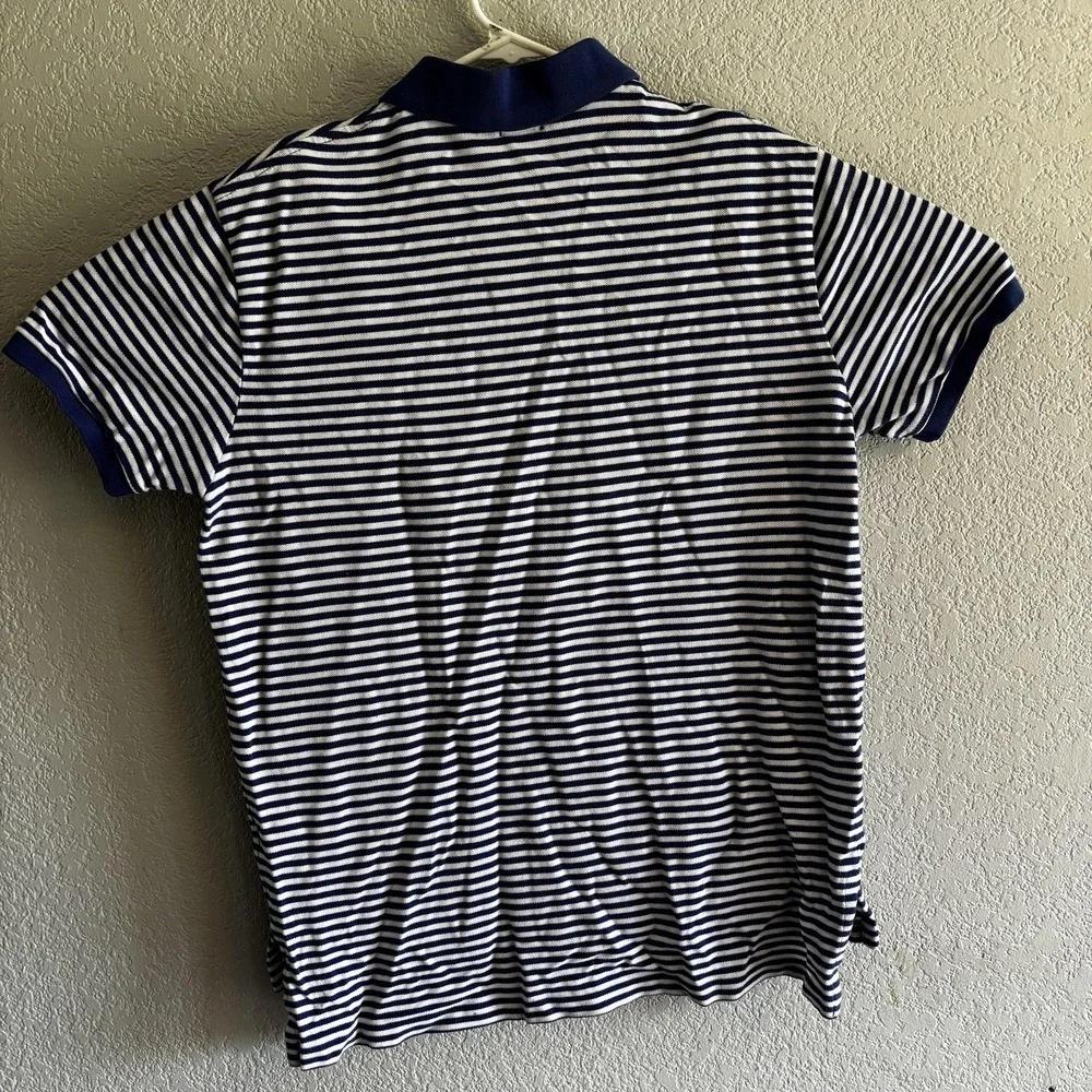 Polo Ralph Lauren Polo Shirt Mens Large Blue Striped Custom Fit Preppy